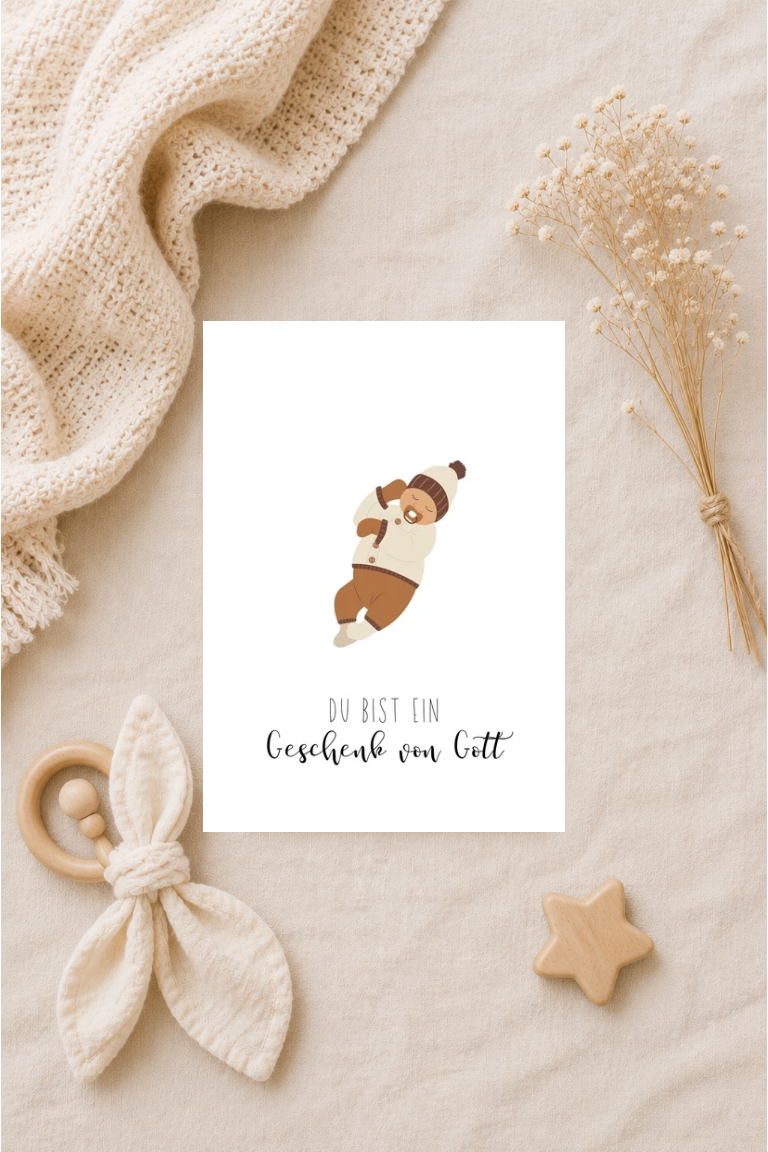 Postkarte A6 zur Geburt - Du bist ein Geschenk von Gott