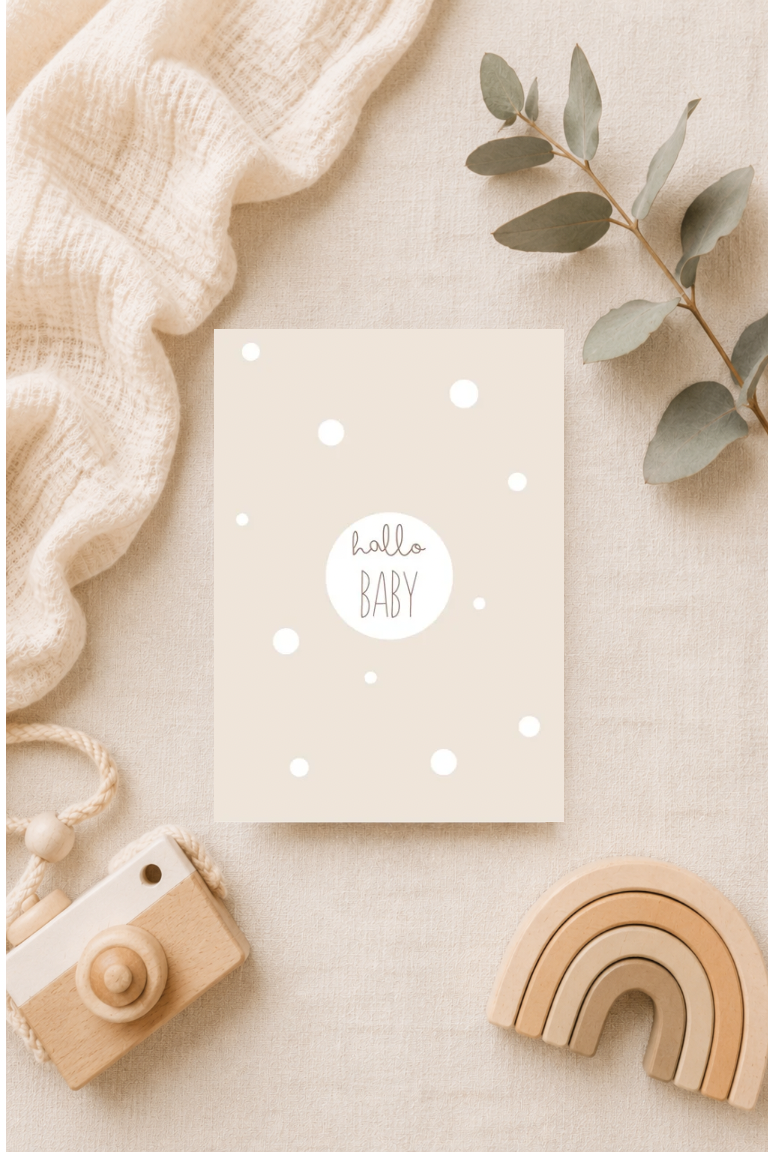 Postkarte A6 zur Geburt - Hallo Baby
