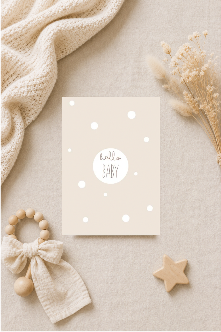 Postkarte A6 zur Geburt - Hallo Baby