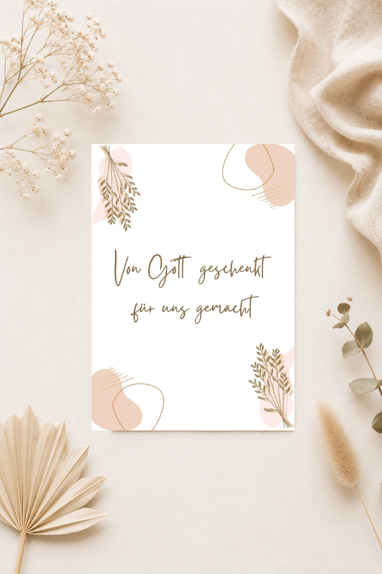 Christliche Postkarte A6 zum Muttertag - Von Gott geschenkt für uns gemacht