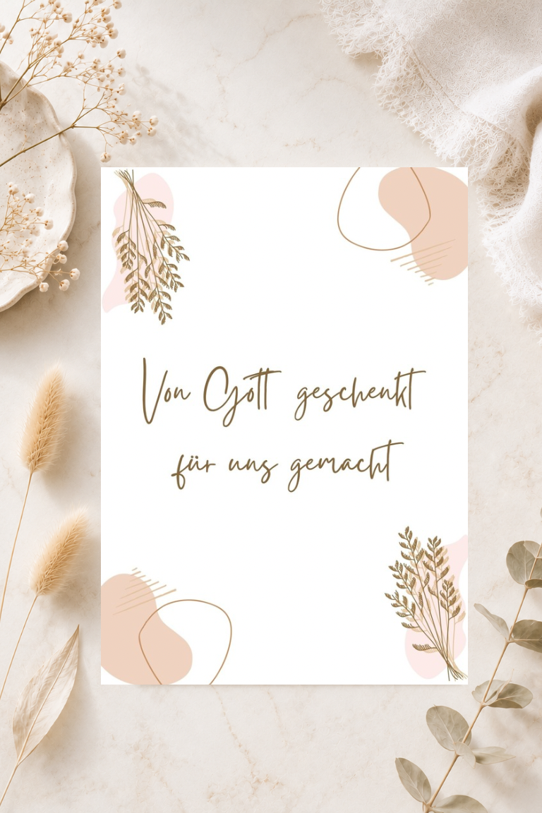 Christliche Postkarte A6 zum Muttertag - Von Gott geschenkt für uns gemacht
