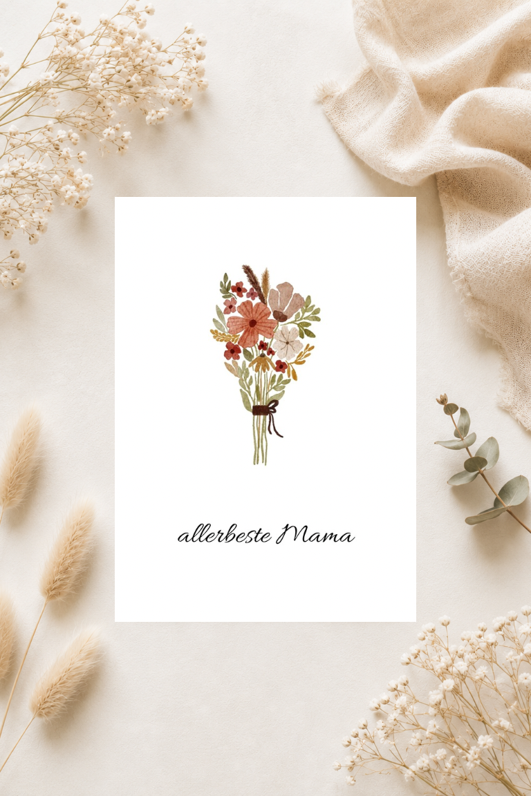 Postkarte A6 zum Muttertag - allerbeste Mama