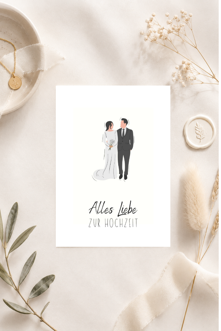 Postkarte zur Hochzeit A6 - Alles Liebe zur Hochzeit