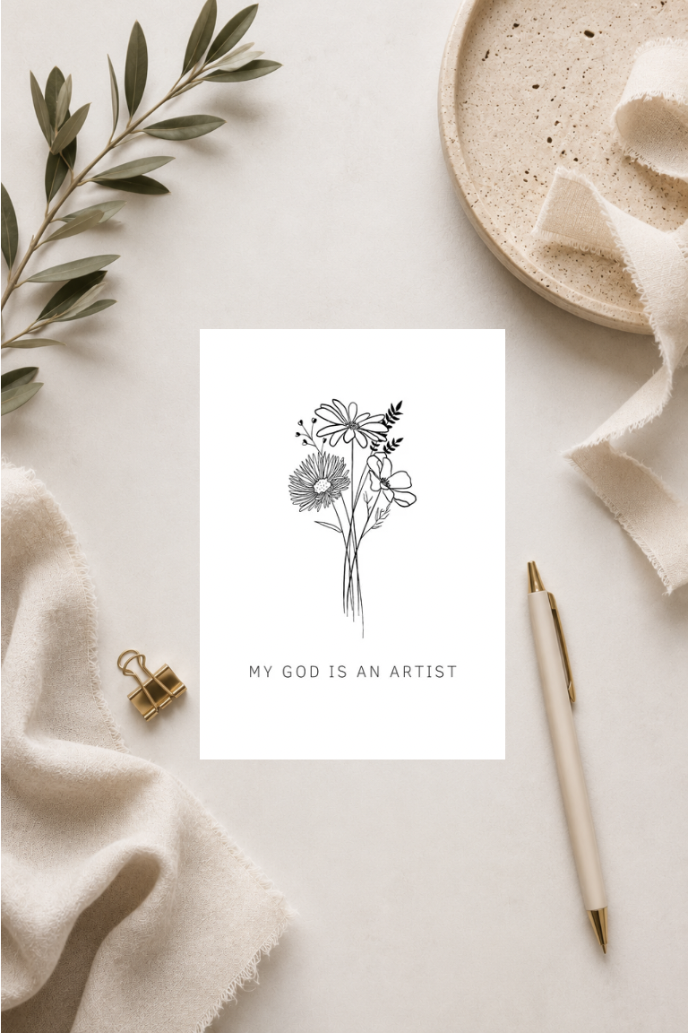 christliche Postkarte A6 - My God is an Artist