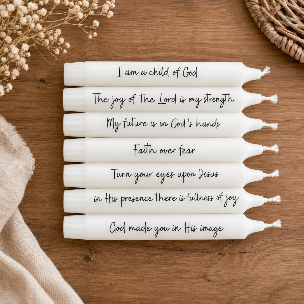 christliche Geschenkidee - Stabkerzen mit christlichem Spruch