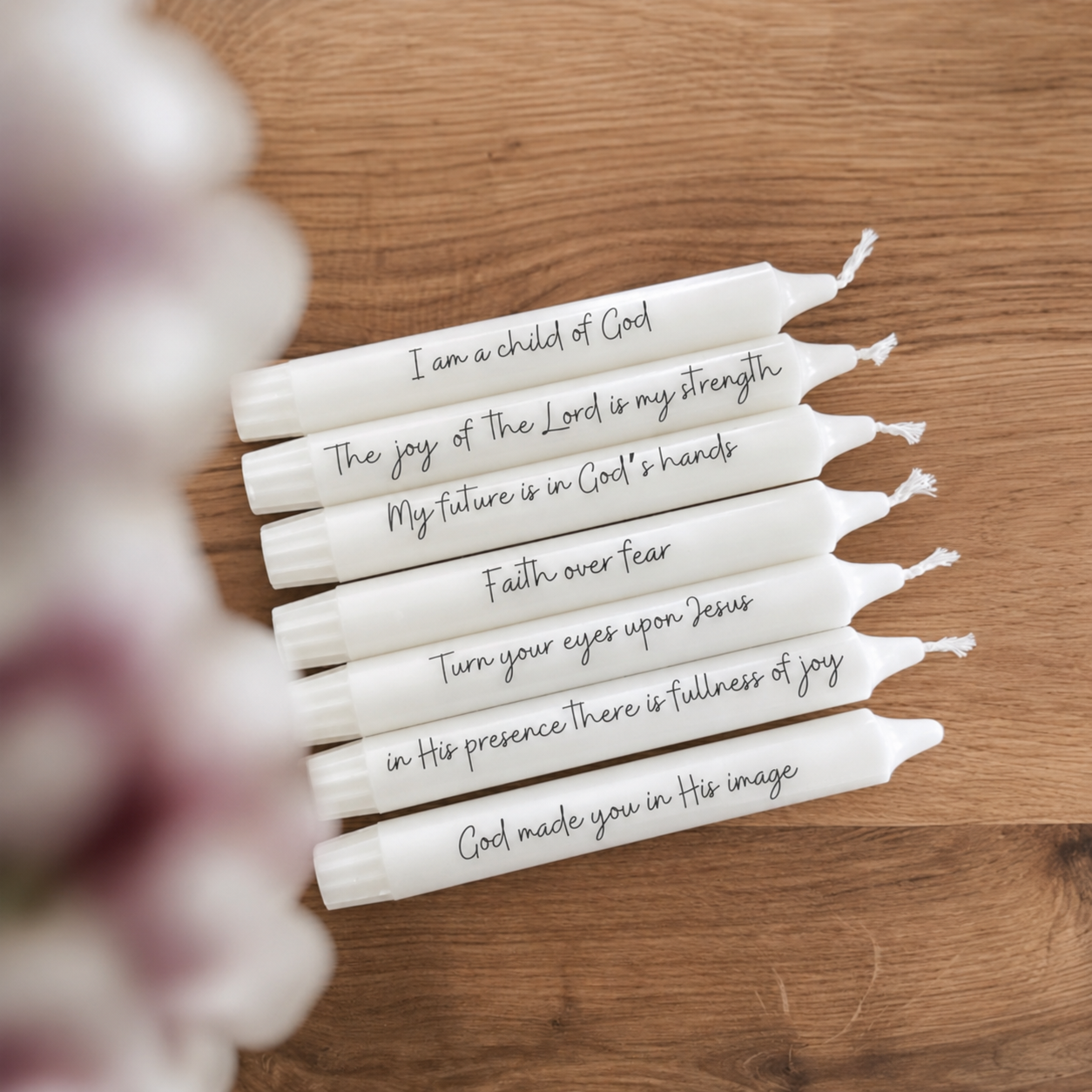 christliche Geschenkidee - Stabkerzen mit christlichem Spruch
