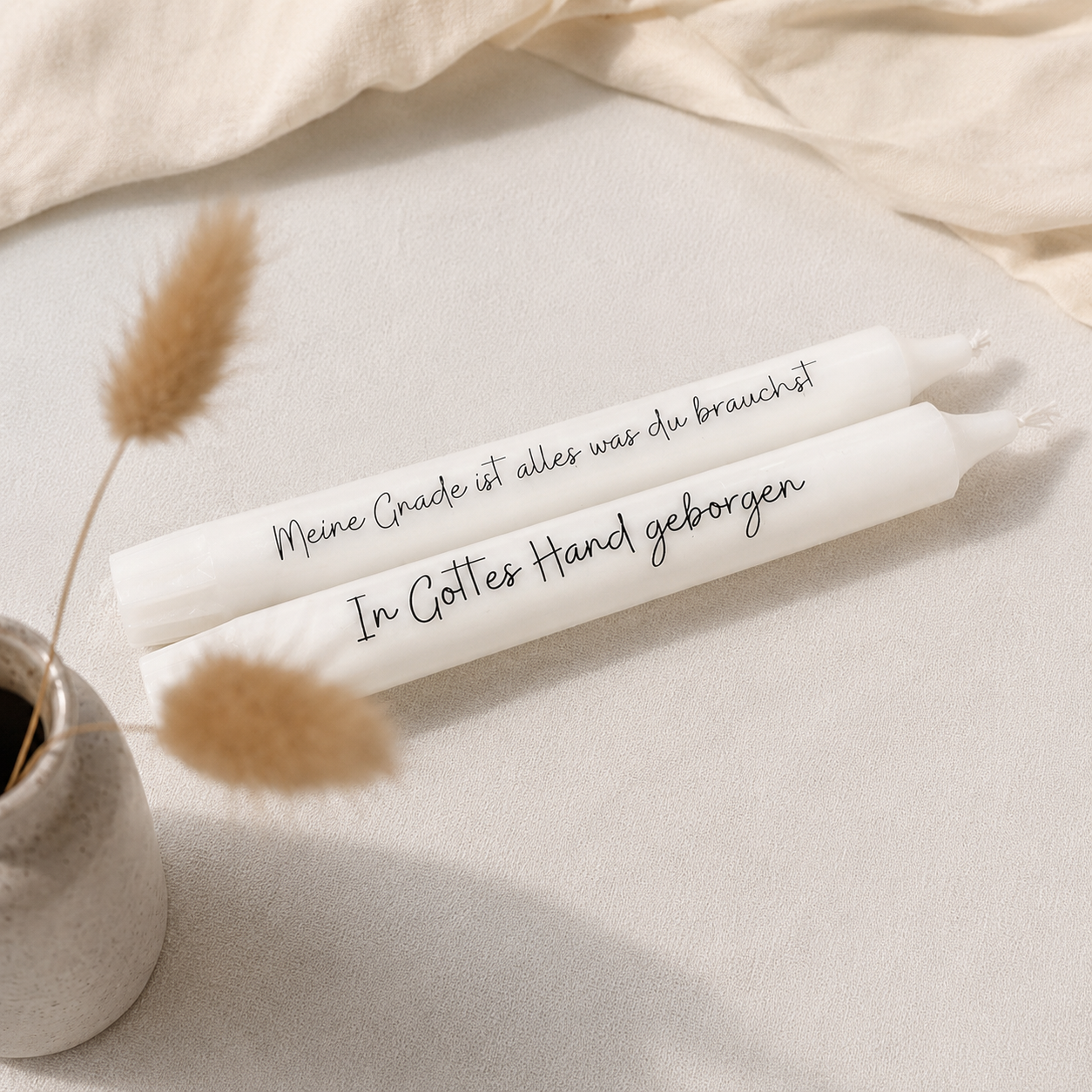 christliche Geschenkidee - Stabkerzen mit Schriftzug