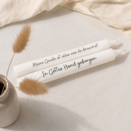 christliche Geschenkidee - Stabkerzen mit Schriftzug
