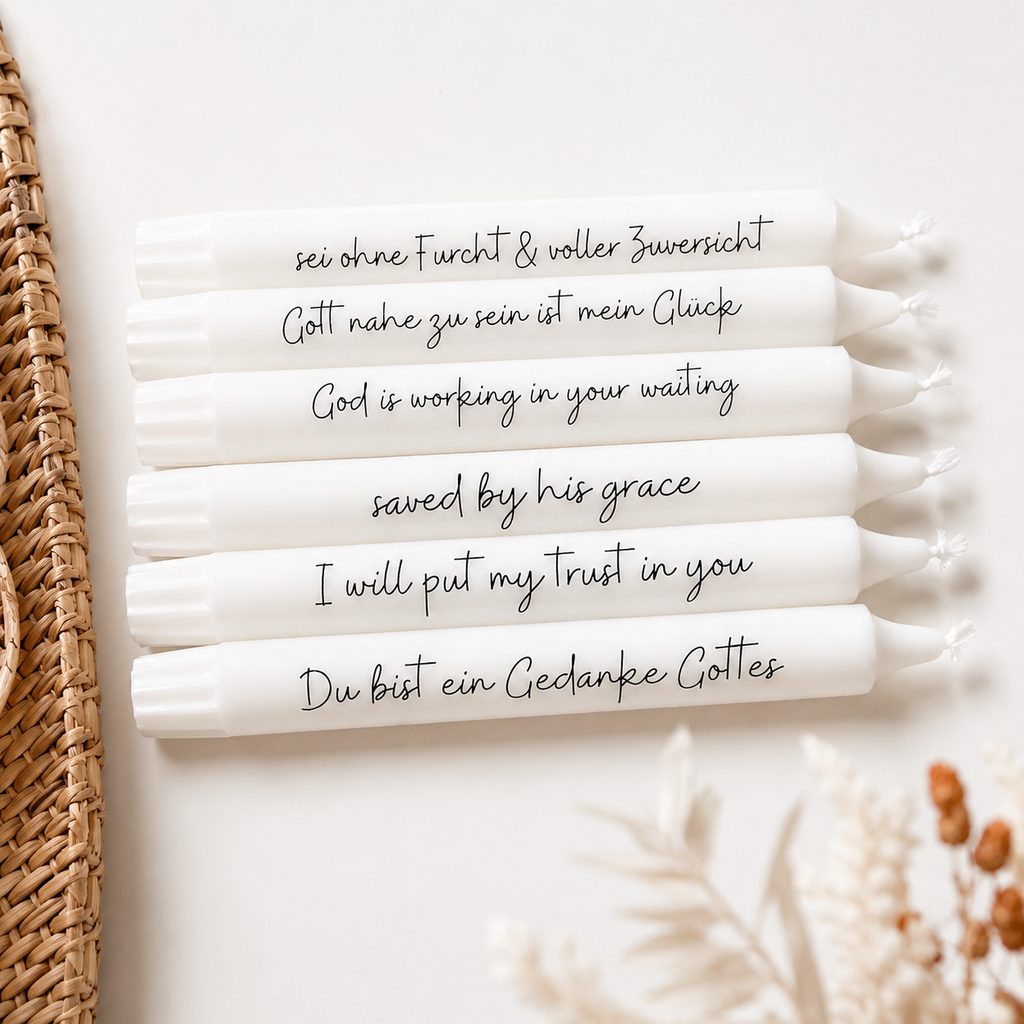 christliche Geschenkidee - Kerzen mit christlichem Schriftzug