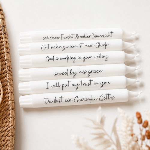 christliche Geschenkidee - Kerzen mit christlichem Schriftzug
