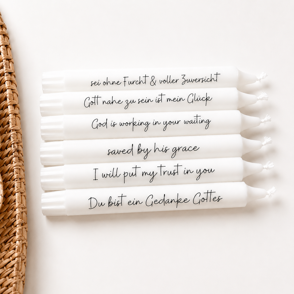 christliche Geschenkidee - Kerzen mit christlichem Schriftzug