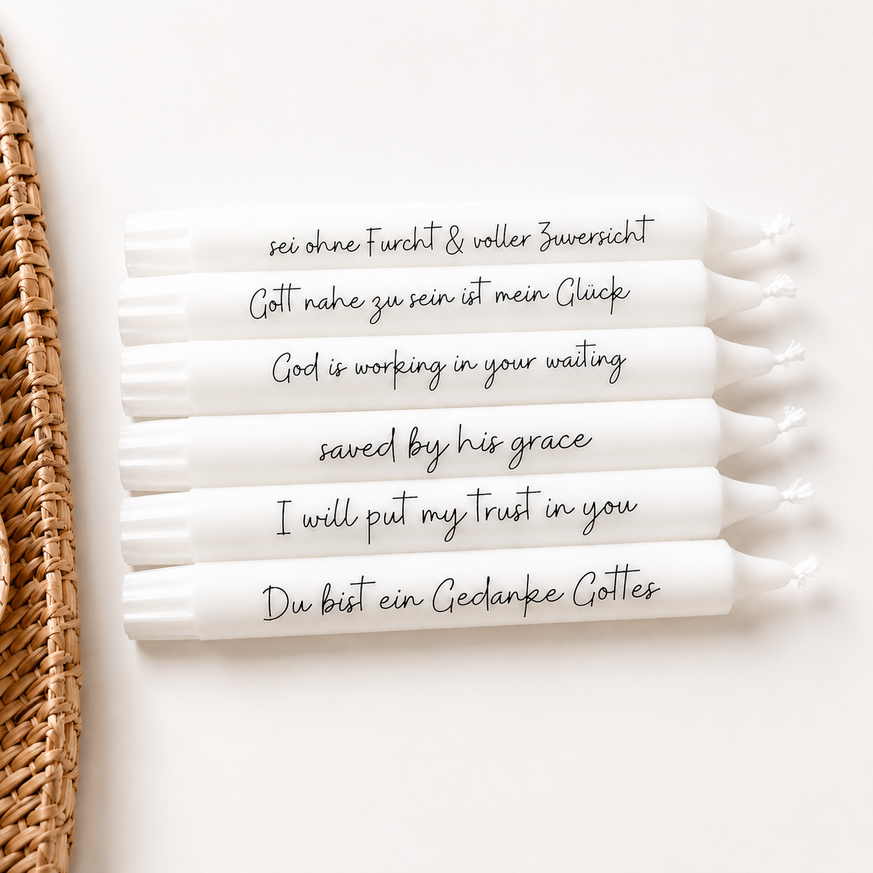 christliche Geschenkidee - Kerzen mit christlichem Schriftzug
