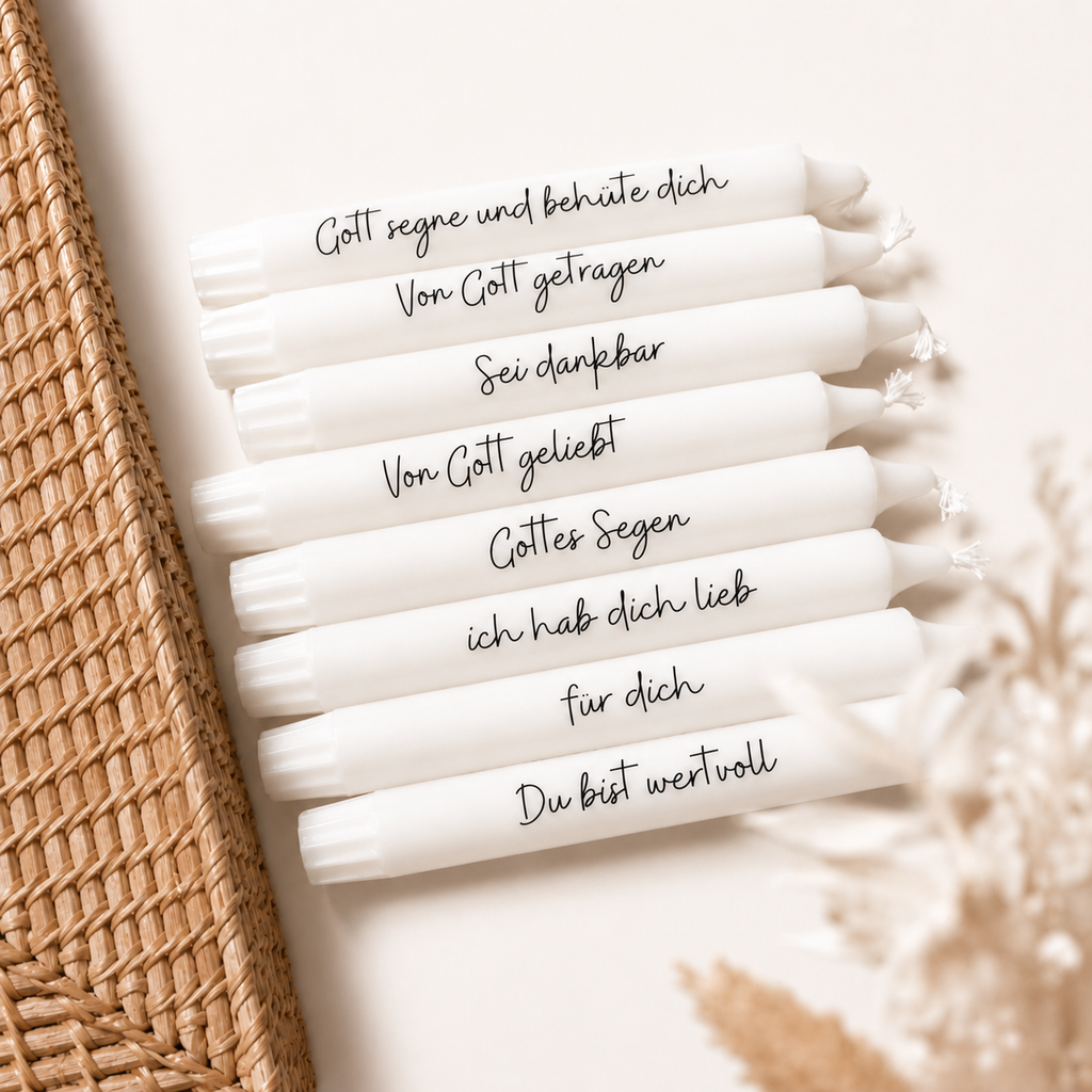 christliche Geschenkidee - Kerzen mit christlichem Schriftzug