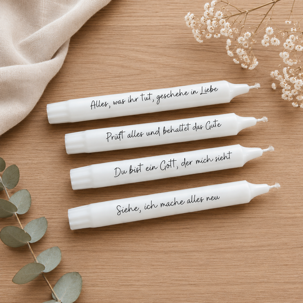 christliche Geschenkidee -  Kerzen mit Jahreslosung / Bibelvers