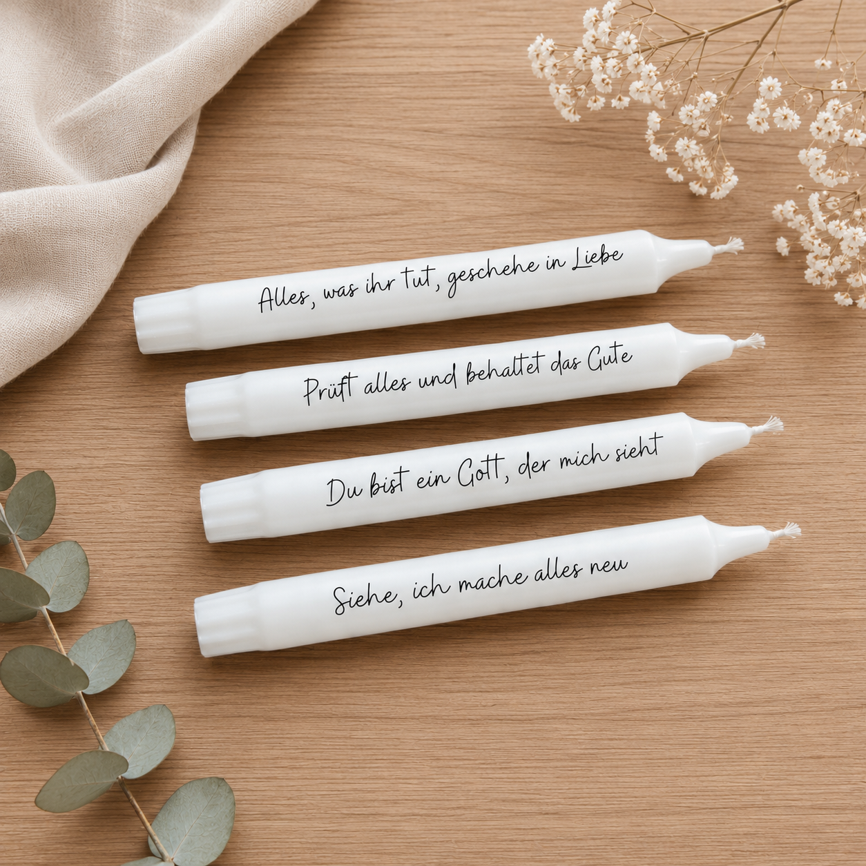 christliche Geschenkidee -  Kerzen mit Jahreslosung / Bibelvers