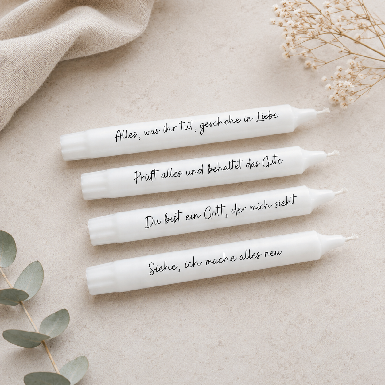 christliche Geschenkidee -  Kerzen mit Jahreslosung / Bibelvers