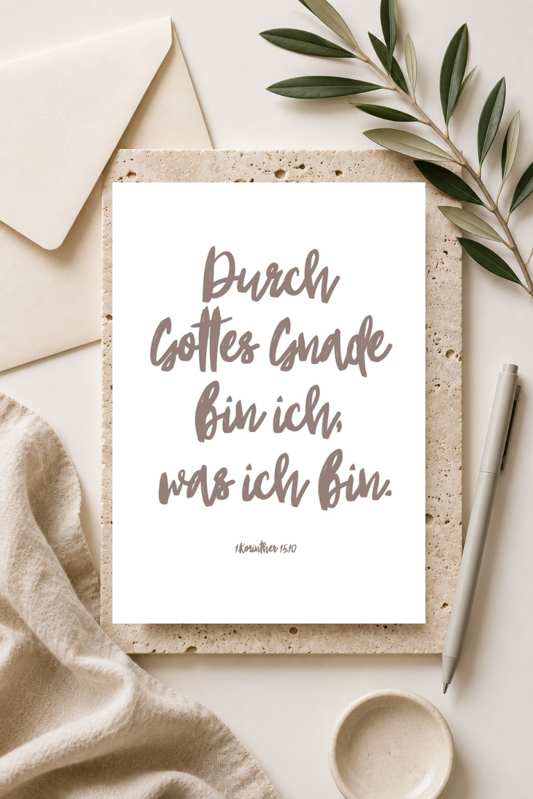 christliche Postkarte A6 - Durch Gottes Gnade bin ich was ich bin