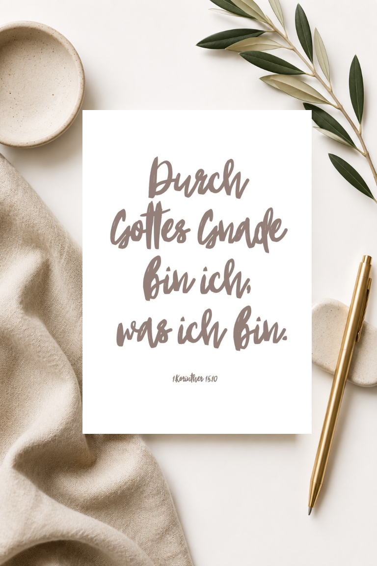 christliche Postkarte A6 - Durch Gottes Gnade bin ich was ich bin