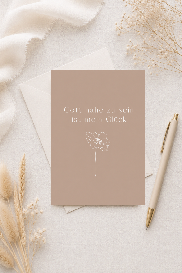 christliche Postkarte A6 - Gott nahe zu sein ist mein Glück