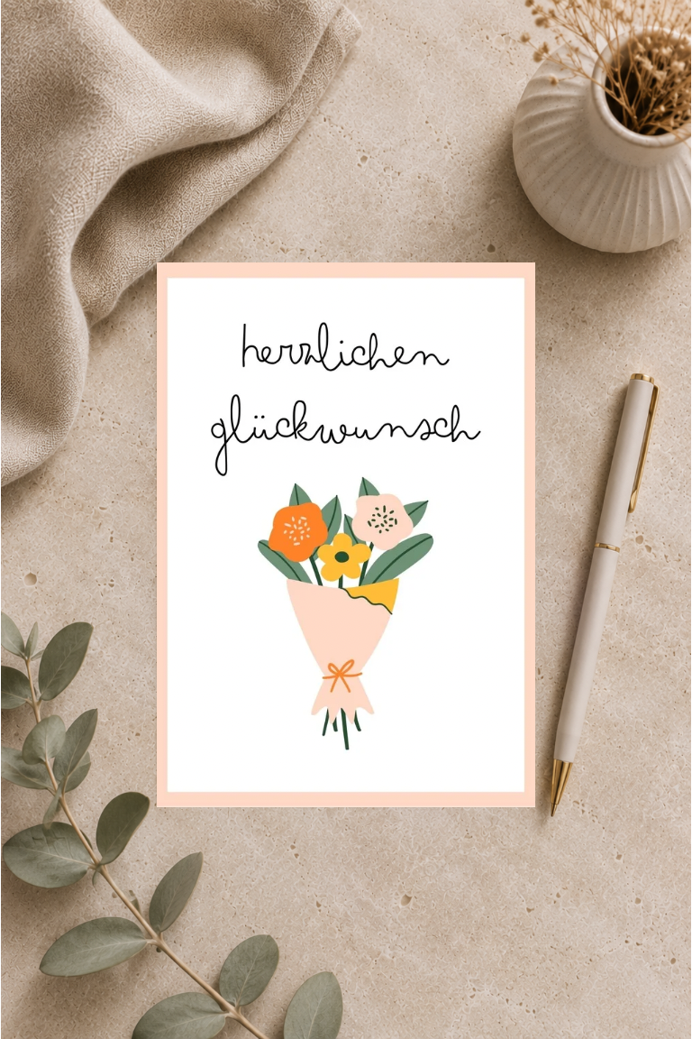 Postkarte A6 „herzlichen glückwunsch“