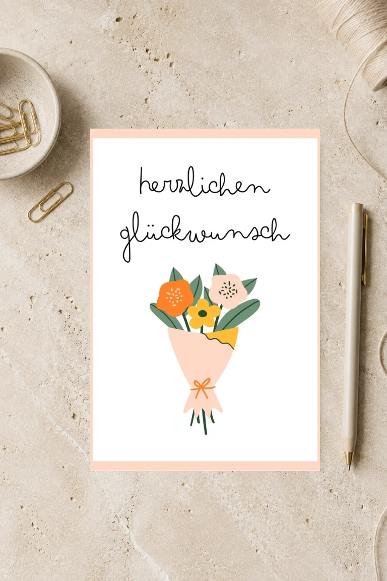 Postkarte A6 „herzlichen glückwunsch“